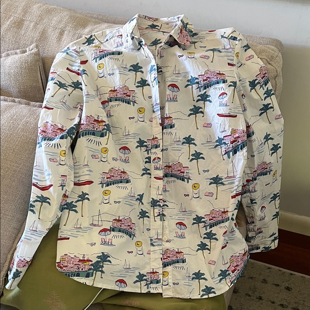 Boden Classic Shirt with Amalfi Coast Scenic Print